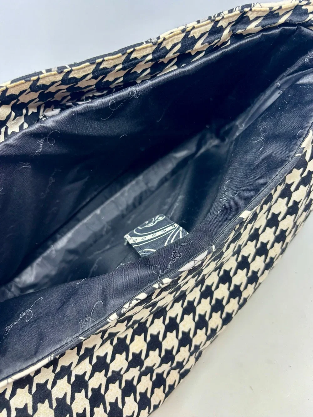 Vera Bradley Midnight Paisley Black White Laptop Tote Crossbody Messenger Bag